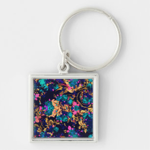 Zachte abstracte bloemen achtergrond sleutelhanger