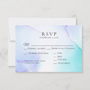 *~* Zachte Abstracte Lavendel Mint Wedding RSVP Kaartje