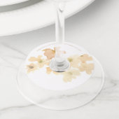 *~* Zachte Abstracte Perzik Beige Bloemige Waterve Wijnglaslabel (Dichtbij)