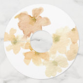 *~* Zachte Abstracte Perzik Beige Bloemige Waterve Wijnglaslabel (Achterkant)