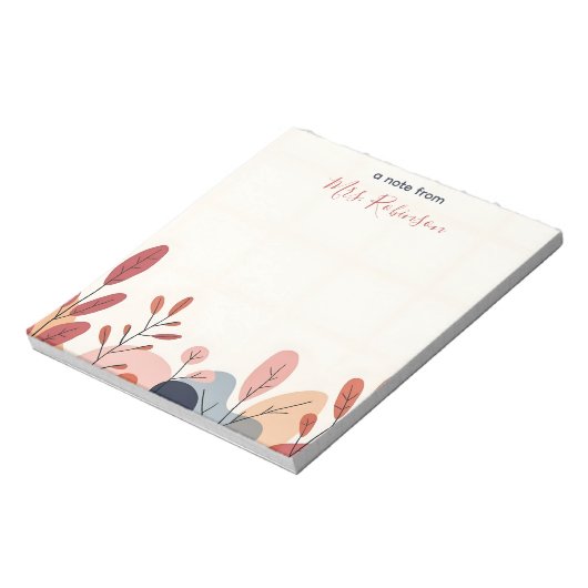 Zachte Abstracte Vormen Custom Teacher Appreciatio Notitieblok (Gedraaid)