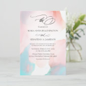 *~* Zachte Abstracte Waterverf Aqua Coral Wedding Kaart (Staand voorkant)