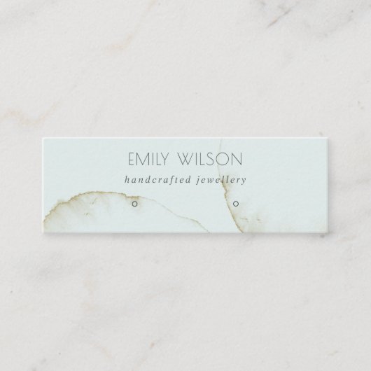 ZACHTE AQUA GOLD ABSTRACT STUD EARRING DISPLAY LOG MINI VISITEKAARTJE (Voorkant)