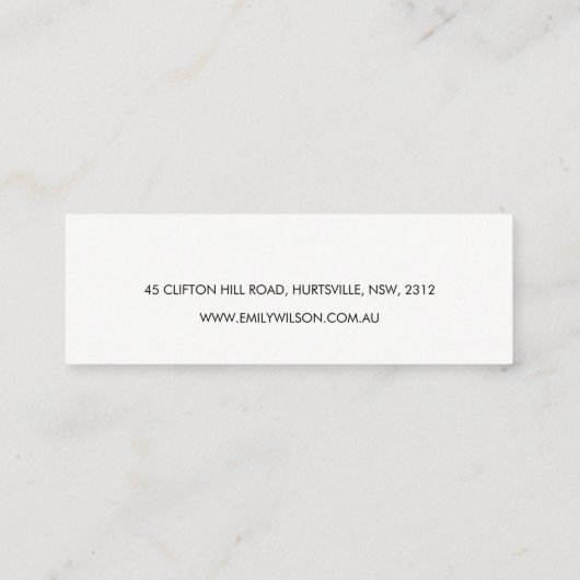 ZACHTE AQUA GOLD ABSTRACT STUD EARRING DISPLAY LOG MINI VISITEKAARTJE (Achterkant)