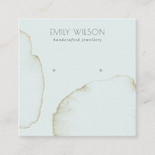 ZACHTE AQUA GOLD ABSTRACT STUD EARRING DISPLAY LOG VIERKANTE VISITEKAARTJE