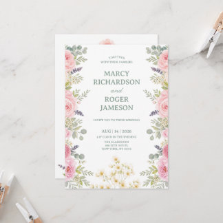 Zachte Aquarel Tuin Bloemen Kaart