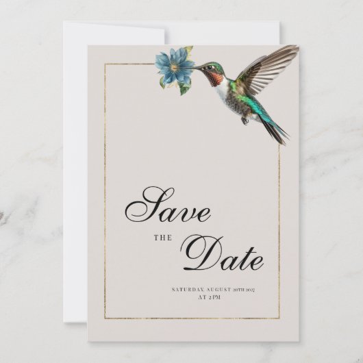 Zachte asschaduw kleurrijke kolibrie Save The Date Kaart (Voorkant)