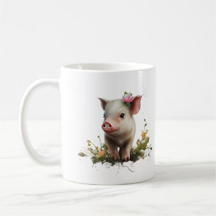 Zachte baby big met bloemen Cute boerderijdier Koffiemok