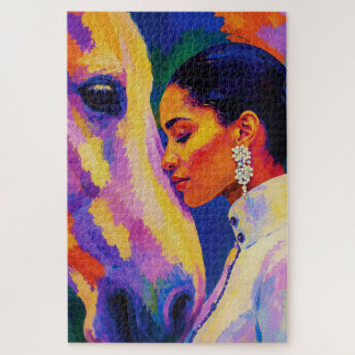 Zachte Band – Vrouw en Paard Fauvistisch Portret Legpuzzel