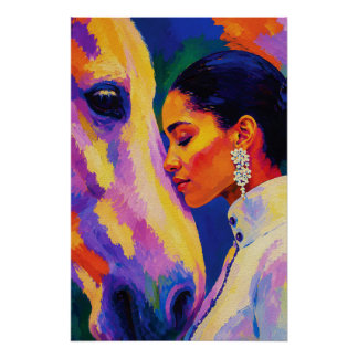 Zachte Band – Vrouw en Paard Fauvistisch Portret Perfect Poster