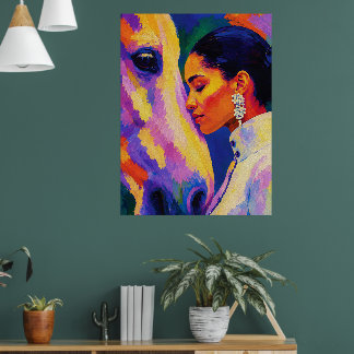 Zachte Band – Vrouw en Paard Fauvistisch Portret Poster