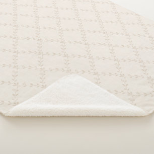 Zachte Beige Boho Bloem Motief Traliepatroon Sherpa Deken