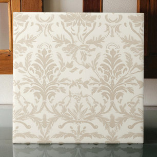 Zachte Beige Damast Tegeltje