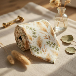 Zachte Beige Delicate Klimop & Bloemmotieven  Stropdas