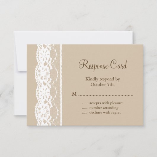 Zachte beige en Lace RSVP (Voorkant)
