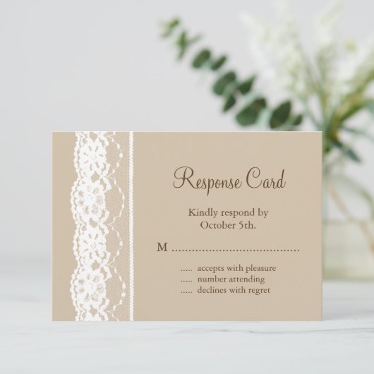 Zachte beige en  Lace RSVP (Staand voorkant)