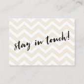 Zachte beige en witte Chevron "We hebben verplaats Visitekaartje (Achterkant)