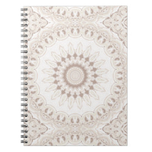 Zachte beige en witte Mandala Medaillon Notitieboek