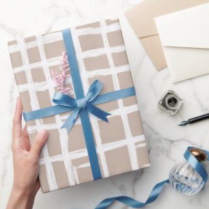 Zachte Beige Raster Ivoor Geometrisch Patroon Cadeaupapier