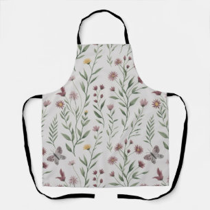 Zachte Beige Vlinder & Wilde Bloem Naadloos Patroo Schort