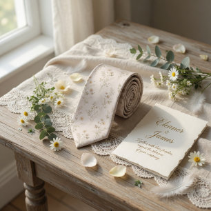 Zachte Beige Wilde Bloem Stropdas
