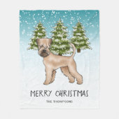 Zachte beklede tarweterriër besneeuwd winterbos fleece deken (Voorkant)