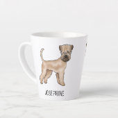 Zachte beklede tarweterriër hond met aangepaste na latte mok (Linkerhoek)