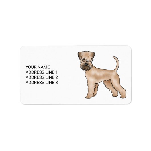 Zachte beklede tarweterriër hond met aangepaste te etiket (Voorkant)