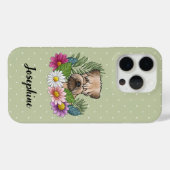 Zachte beklede tarweterriër met bloemen en naam Case-Mate iPhone case (Achterkant (horizontaal))