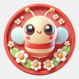 🐝 Zachte Bij Bloemige Tuin Sticker 🌸