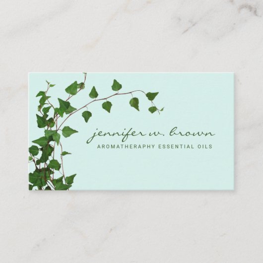 Zachte bladeren foto floral groen eucalyptus visitekaartje (Voorkant)