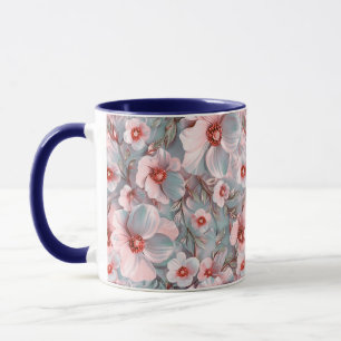 Zachte blauwachtige bloemen mok