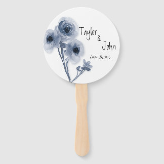 Zachte Blauwe Bloem Huwelijk Hand Fan Handwaaier