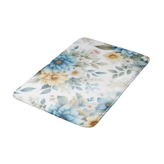 Zachte Blauwe Bloemen  Badmat (Gekanteld)