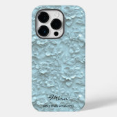 Zachte Blauwe Bloemige Reliëf Elegantie Case-Mate iPhone Case (Achterkant)