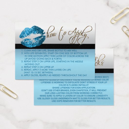 Zachte Blauwe Glitter Lippen - Hoe aan te brengen Visitekaartje (Kantoor)