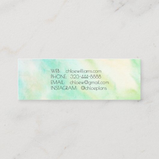 Zachte Blauwe Groene het Schilderen Abstracte Wate Mini Visitekaartje (Achterkant)