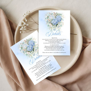 Zachte Blauwe Hortensia's Gouden Trouwdetailkaart RSVP Kaartje