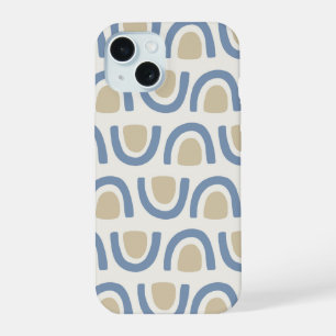 Zachte Blauwe Kustboog Geometrisch Patroon iPhone 15 Hoesje