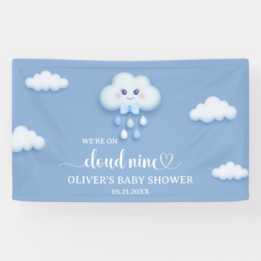 Zachte blauwe lucht wit pluizige wolk negen Baby s Spandoek (Horizontaal)