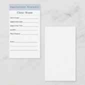 Zachte Blauwe Minimale Afspraakkaart Afsprakenkaartje (Voorkant / Achterkant)