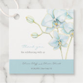 Zachte Blauwe Orchidee Bruiloft Bedankjes Labels (Voorkant)