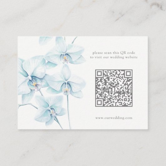 Zachte Blauwe Orchidee Bruiloft Website QR Code Informatiekaartje (Achterkant)