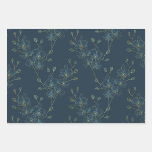 Zachte Blauwe Orchidee Inpakpapier Vel (Voorkant)