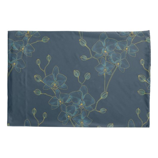 Zachte Blauwe Orchidee Kussensloop (Achterkant)