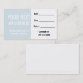 Zachte blauwe professionele clientbenoeming afsprakenkaartje (Voorkant / Achterkant)