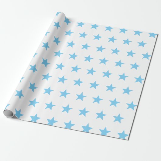 Zachte blauwe sterren cadeaupapier (Uitgerold)