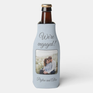 Zachte Blauwe Verlovingsfeest Foto We Zijn Verlief Flesjeskoeler