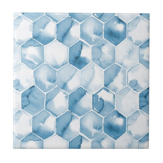 Zachte blauwe Waterverf kanotype Patroon Tegeltje (Voorkant)