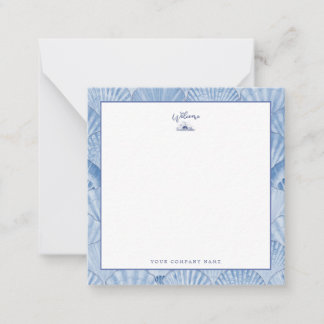 Zachte blauwe Waterverf Seashell Custom Note-Kaart Notitiekaartje